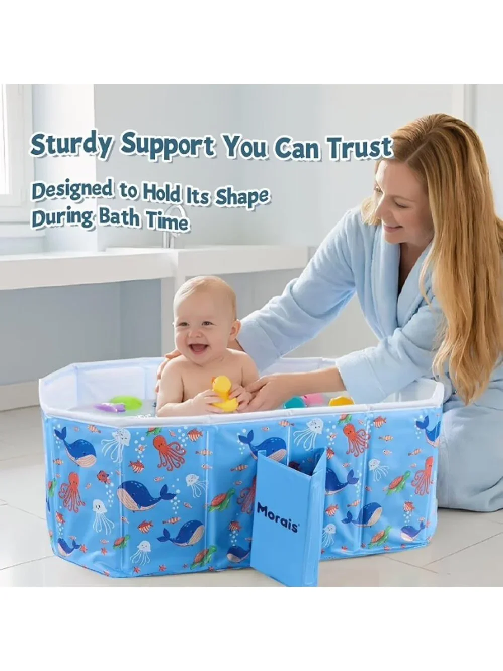 Baby Bathtub Collapsible & Portable, Foldable Toddler Bath Tub for Travel Home